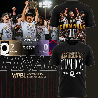 LA Queens 2026 Champions Black T-Shirt
