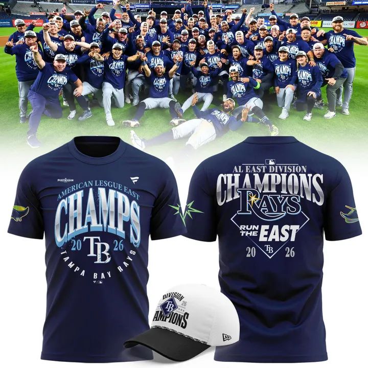 Tampa Bay Rays 2026 AL East Division Champions T-Shirt - Men's Navy Postseason Locker Room Tee