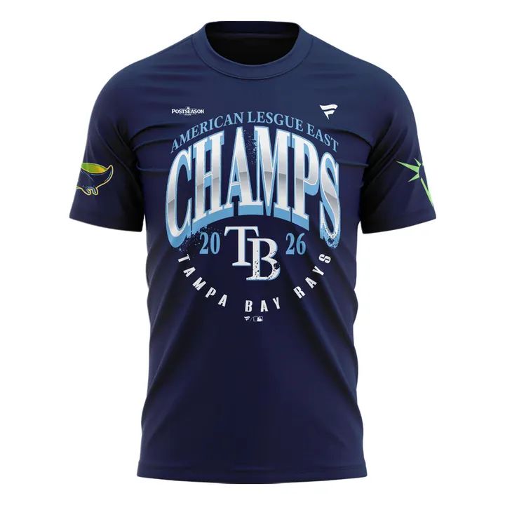 Tampa Bay Rays 2026 AL East Division Champions T-Shirt - Men's Navy Postseason Locker Room Tee