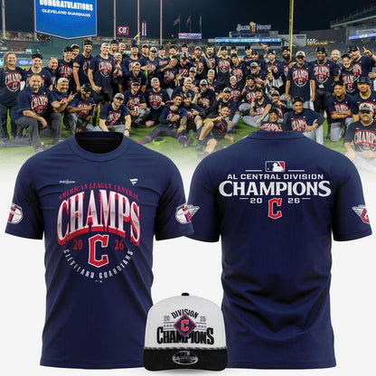 Women's Cleveland Guardians Navy 2026 AL Central Division Champions Two-Sided T-Shirt