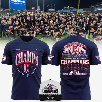 Women's Cleveland Guardians 2026 AL Central Champions History Timeline T-Shirt - Thank You For The Memories