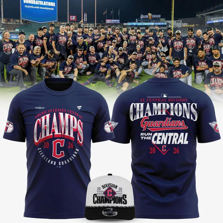 Women's Cleveland Guardians Navy 2026 AL Central Division Champions T-Shirt