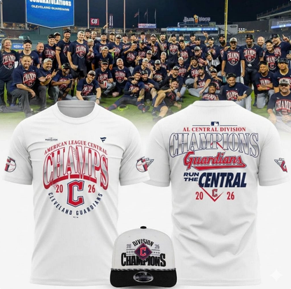 Men's Cleveland Guardians White 2026 AL Central Division Champions T-Shirt
