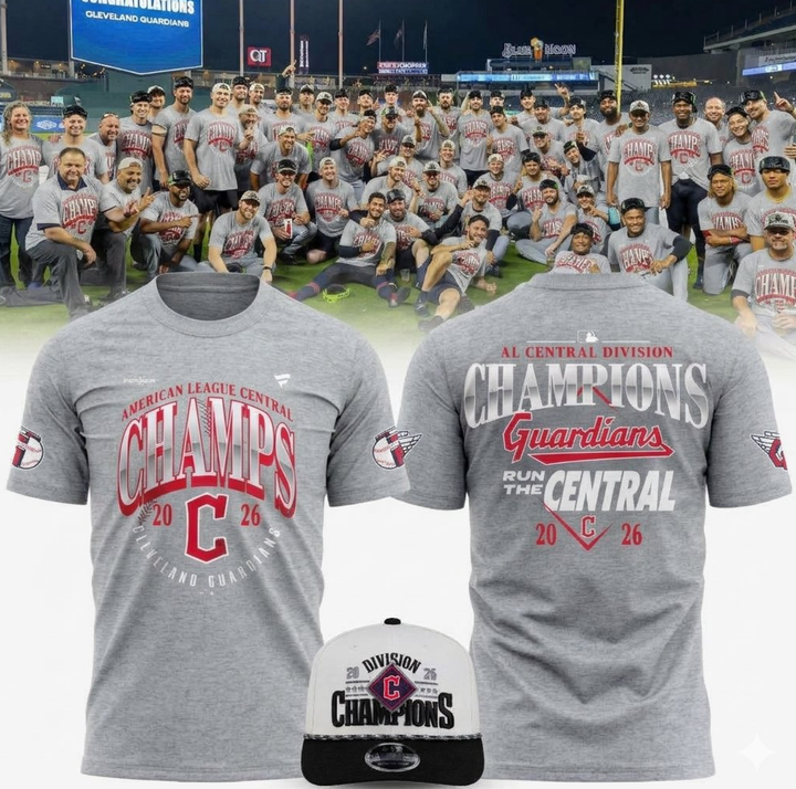 Men's Cleveland Guardians Heather Gray 2026 AL Central Division Champions T-Shirt