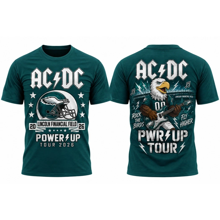 Limited Edition AC/DC x Philadelphia Eagles - POWER UP TOUR 2026 T-Shirt