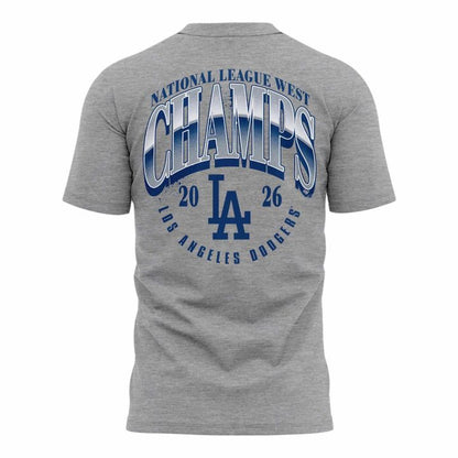 Men's Los Angeles Dodgers Gray 2026 MLB Division Series Champions Distressed Locker Room Take October T-Shirt