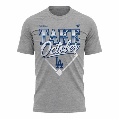 Men's Los Angeles Dodgers Gray 2026 MLB Division Series Champions Distressed Take October T-Shirt