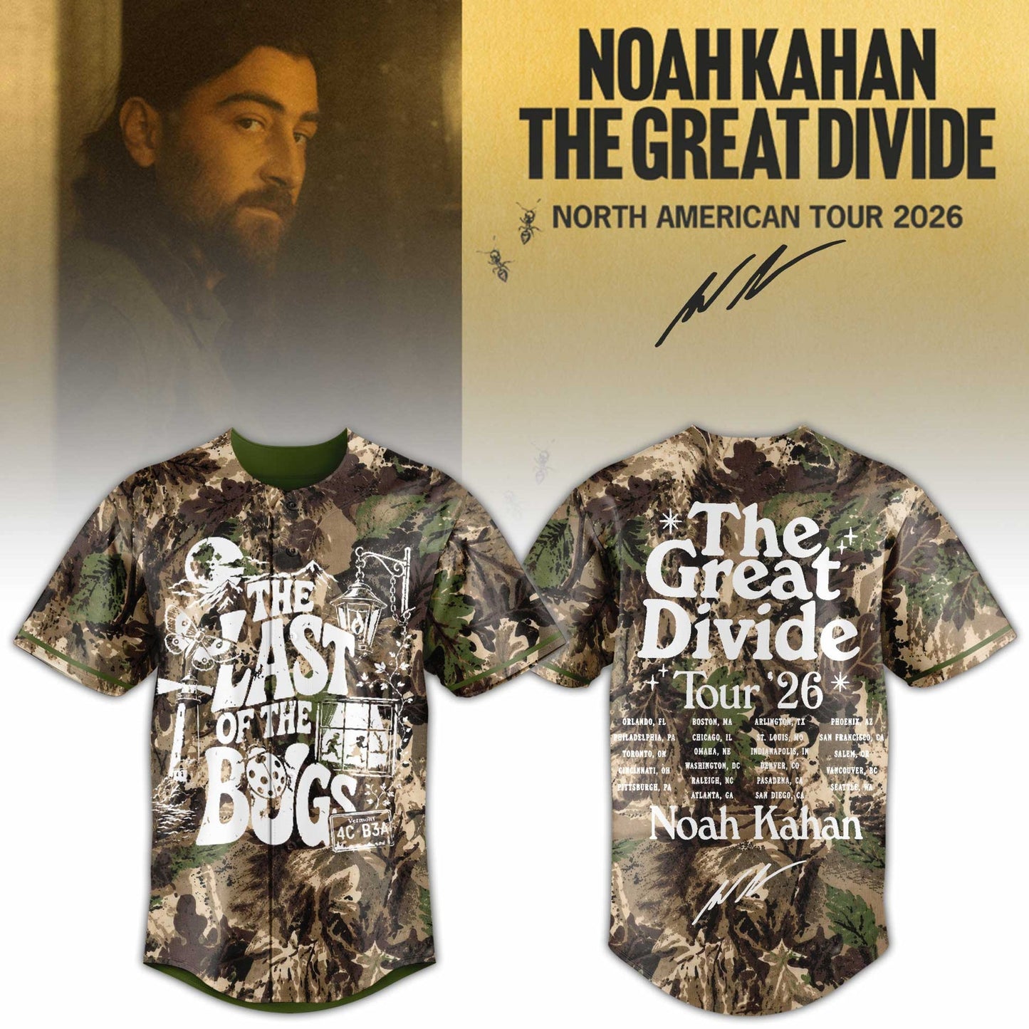 The Great Divide Tour Noah Kahan Limited Edition Baseball Jersey V2