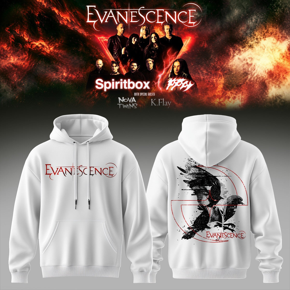 EVNSCNS Spiritbox Tour 2026 Premium Graphic Hoodie 3D AOP V2