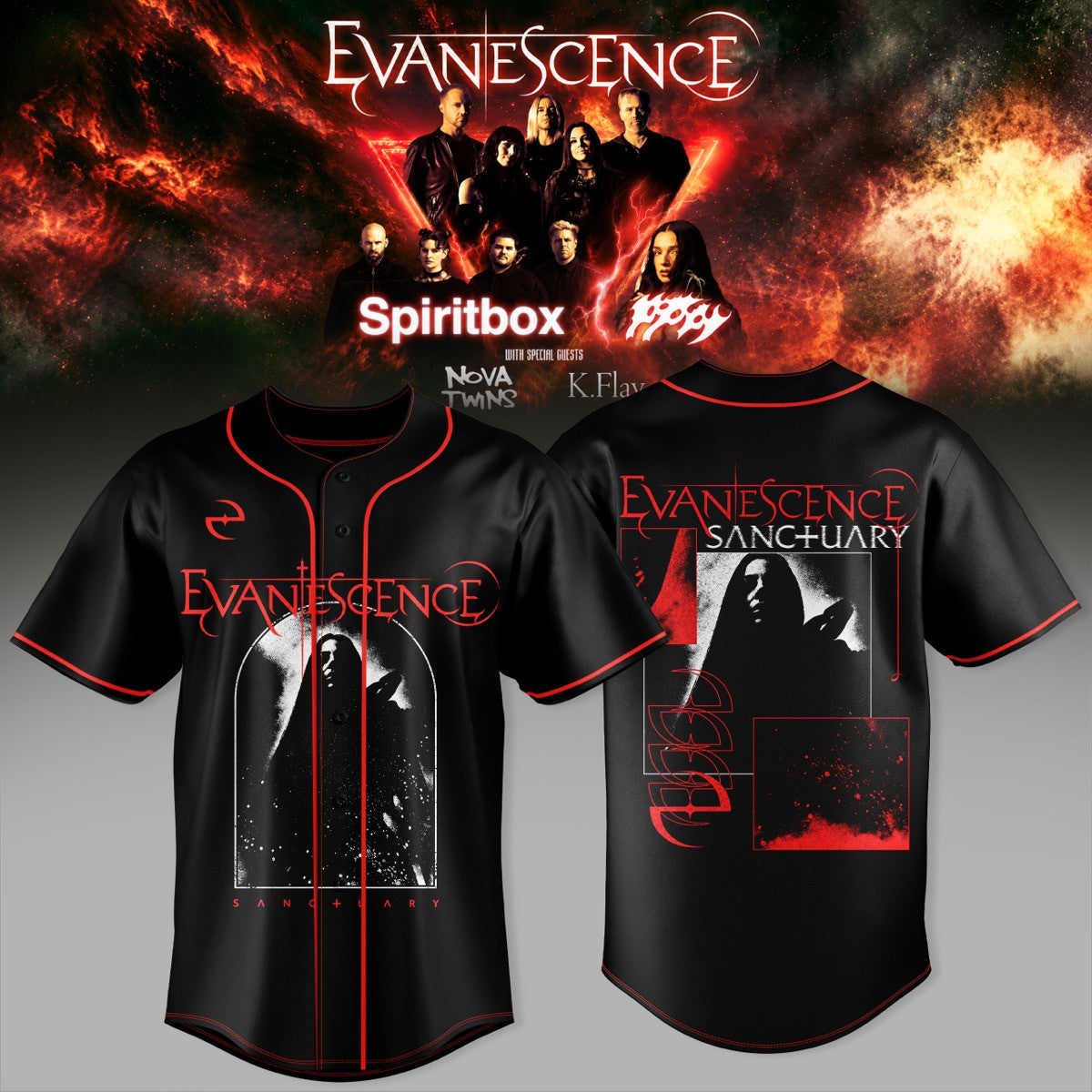 EVNSCNS Spiritbox Tour 2026 Graphic Baseball Jersey 3D AOP V2