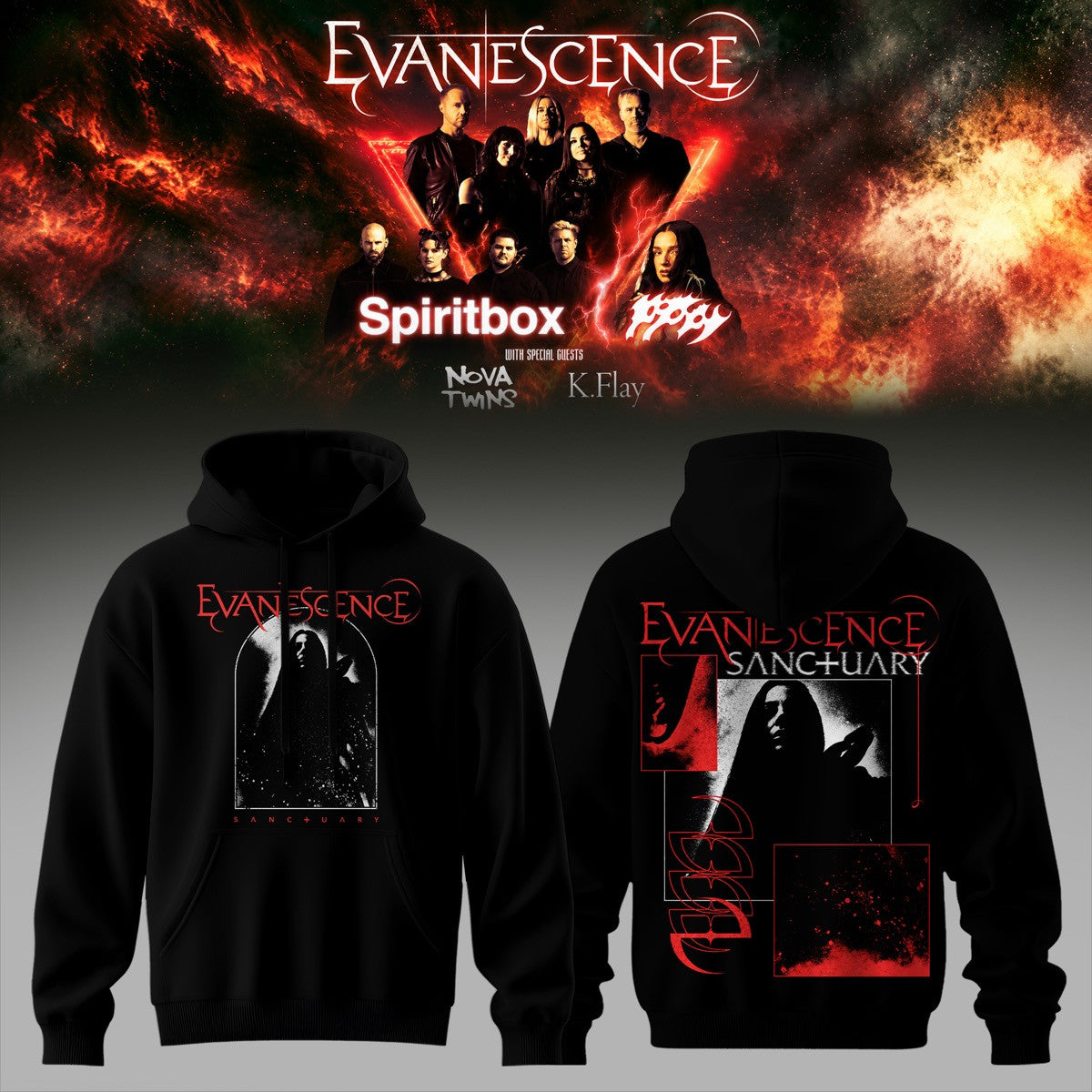 EVNSCNS Spiritbox Tour 2026 Premium Graphic Hoodie 3D AOP V5