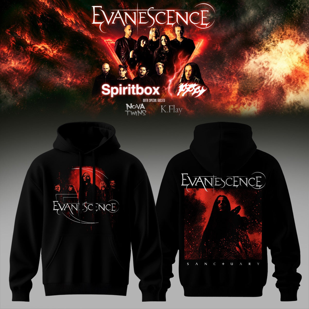 EVNSCNS Spiritbox Tour 2026 Premium Graphic Hoodie 3D AOP V4