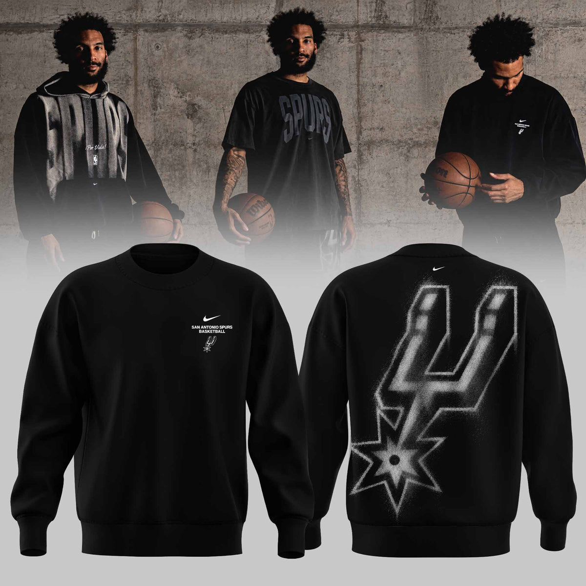 . San Antonio Spurs Apparel 3D All-Over Print Graphic Sweatshirt V3