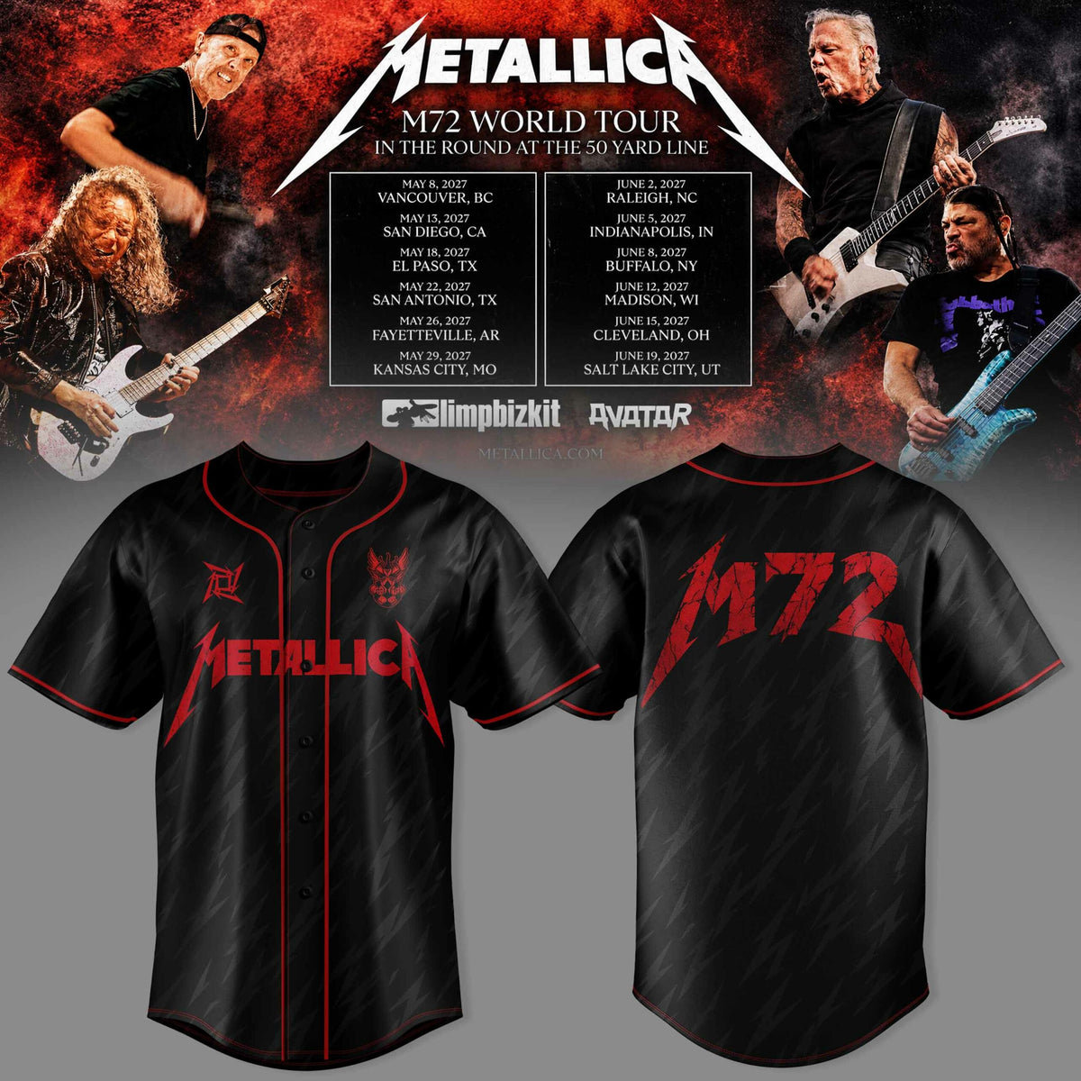 M72 World Tour 2026-2027 3D Graphic Baseball Jersey V6