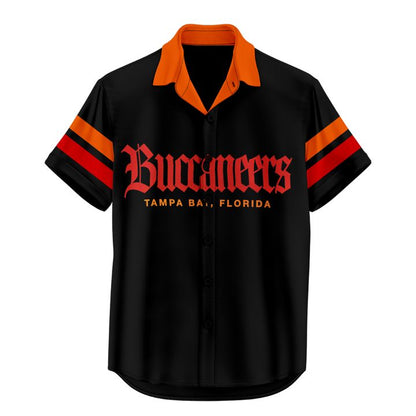 Men's Tampa Bay Buccaneers Duvin Designs Black Cabana Button-Up Shirt