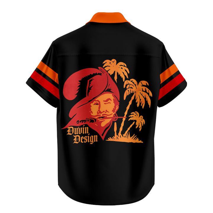 Men's Tampa Bay Buccaneers Duvin Designs Black Cabana Button-Up Shirt
