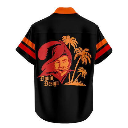 Men's Tampa Bay Buccaneers Duvin Designs Black Cabana Button-Up Shirt