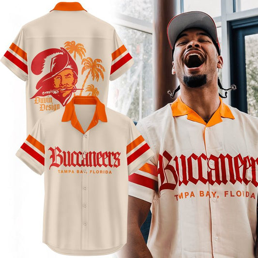 Men's Tampa Bay Buccaneers Duvin Designs Co. Cream Cabana Button-Up Shirt