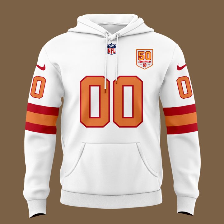 Men's White Tampa Bay Buccaneers 50th Season Essential Hoodie I