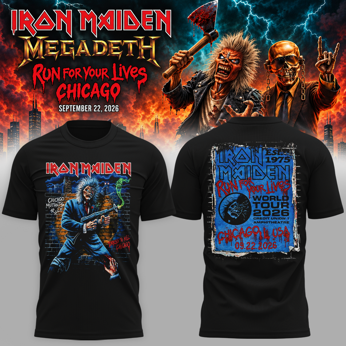 Run For Your Lives World Tour 2026 Chicago September 22 Tshirt
