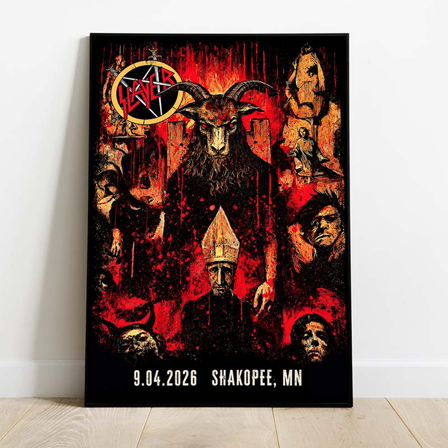 _Slayer_Shakopee MN 2026 Event Tee Reign In Blood 40 Anniversary Tour September 4 2026 Two Sided Poster