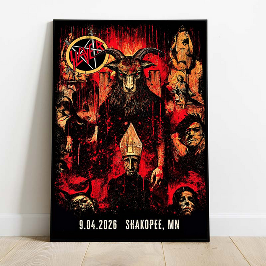 _Slayer_Shakopee MN 2026 Event Tee Reign In Blood 40 Anniversary Tour September 4 2026 Two Sided Poster