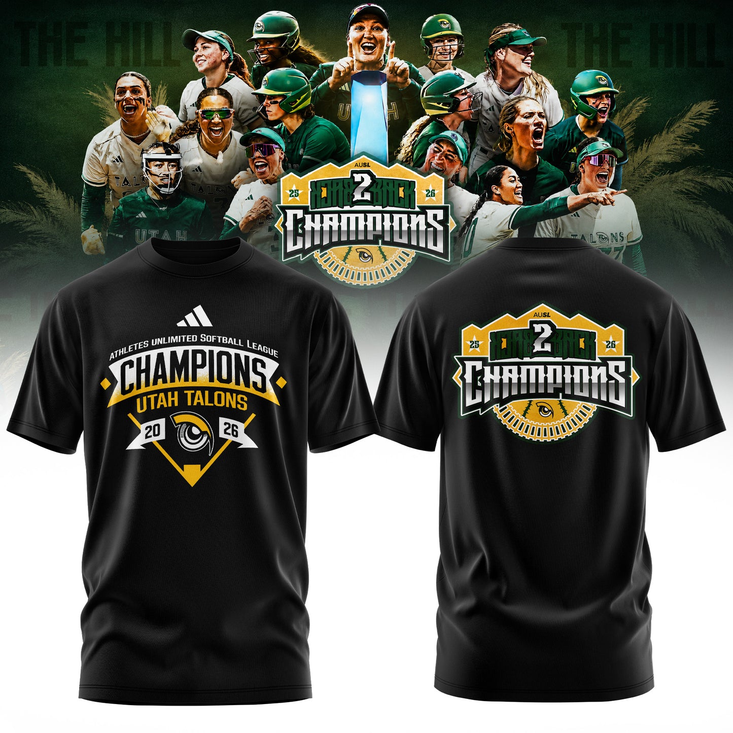 Utah Talons AUSL 2026 Champions Premium 3D All-Over Print T-Shirt – Midnight Black