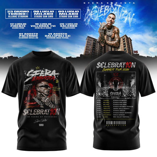 Sfera Ebbasta $€LEBRAT10N – Estate 2026 Tour T-Shirt 1