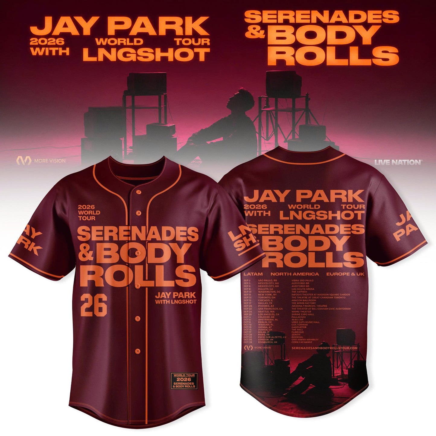 _JAY PARK & LNGSHOT – 2026 World Tour ‘Serenades & Body Rolls” Exclusive Baseball Jersey
