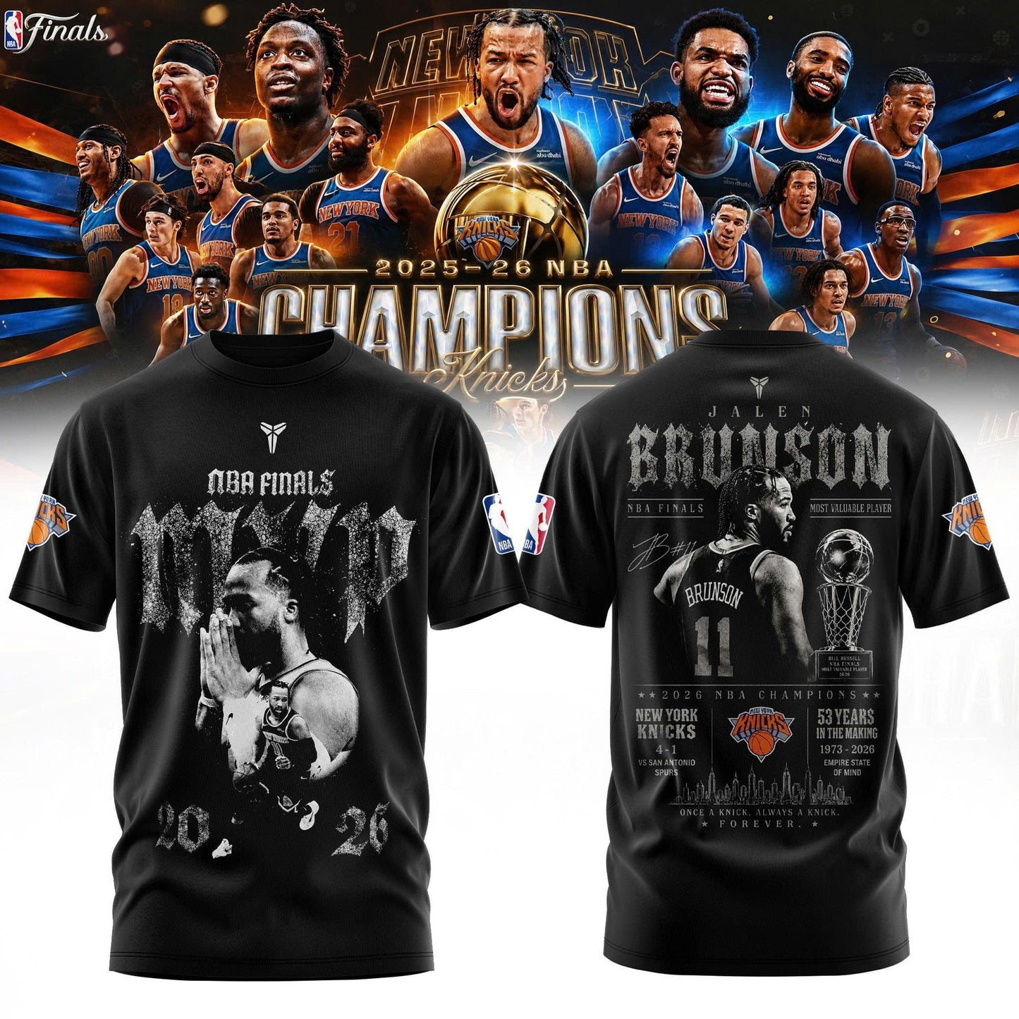 Jalen Brunson New York Knicks 2026 Finals MVP T-Shirt