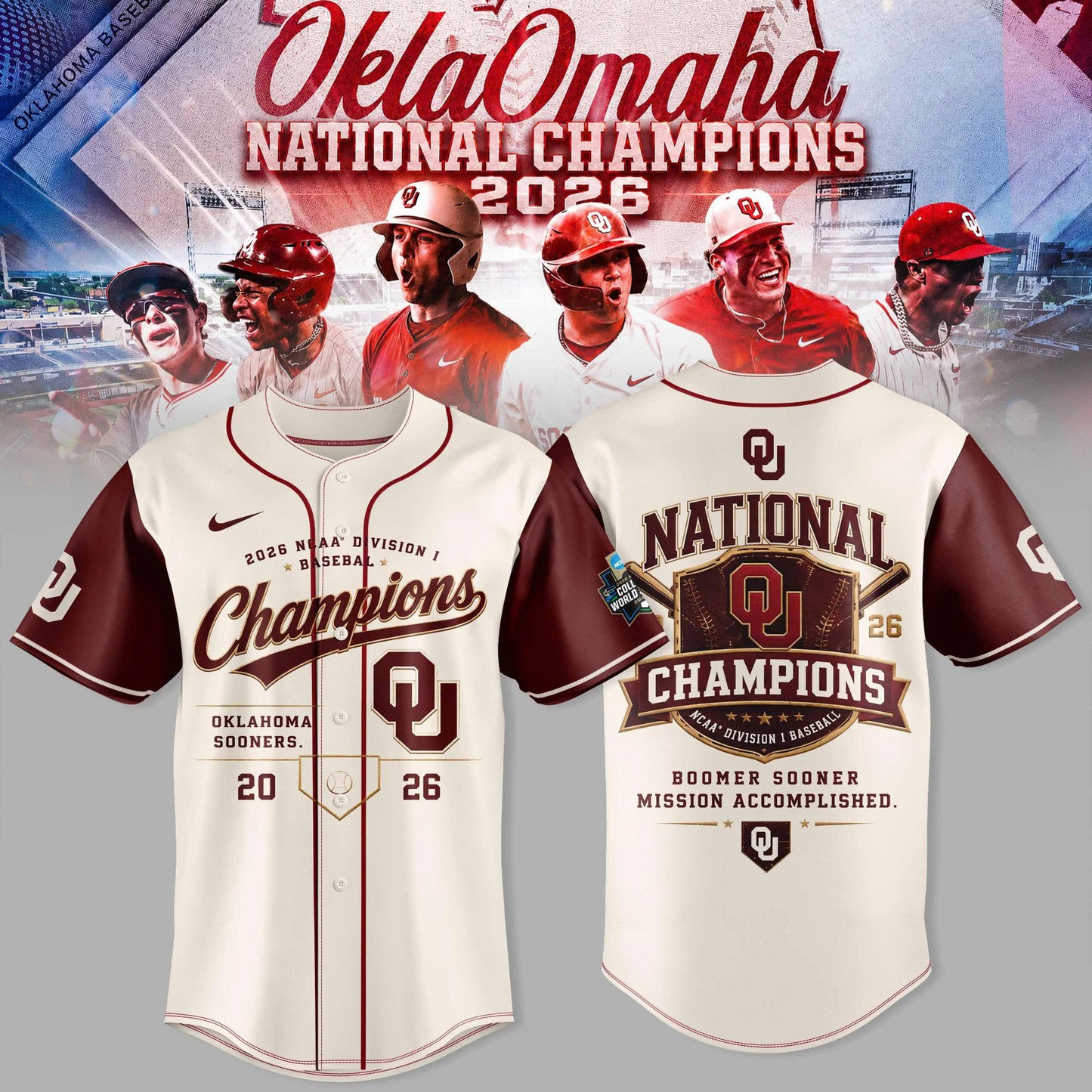 Oklahoma Sooners 2026 NCAA Baseball National Champions Jersey